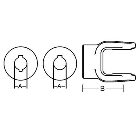 Aftermarket Implement Yoke, 1 18 Round Bore, 14 And 516 Double Keyway A-10001-1061-AI
